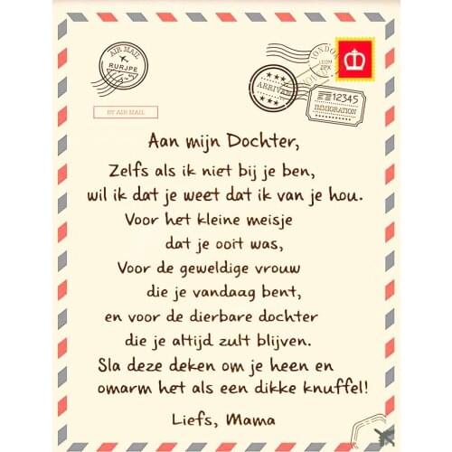 Netherlands Letters Blanket to My Daugther in Dutch Throw Blanket for Love Birthday Gift Bed Sofa Home Textiles