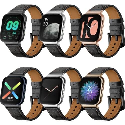 Leather Wrist Watchband for Oppo Watch 41mm 46mm Leather Wrist Watchband Strap Bracelet Belt for Oppo Smart Watch Wristband