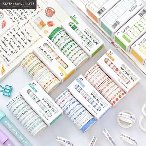10Pcs/Set Printing Washi Tape 8mm Quality Stationery Diy Scrapbooking Photo Album School Tools Scrapbook Paper Stickers Gift