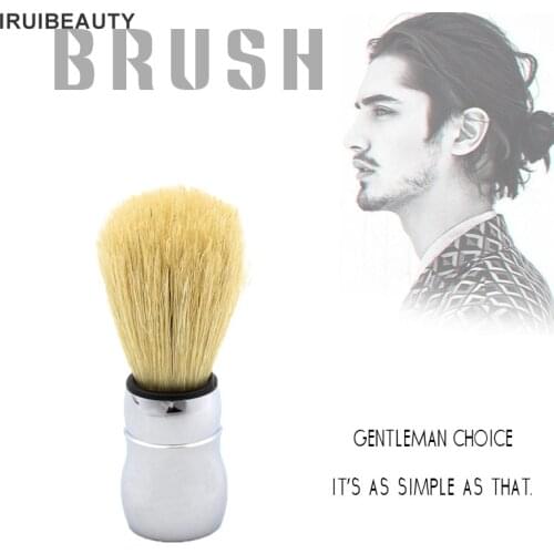 MenS Shaving Brush Plating Handle Hard Bristles Shaving Brush Salon Styling Facial Beard Cleaning Brush Soft Bristles