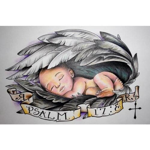 Feather Full Square Diamond Painting Kits Sleeping Baby Mosaic Embroidery Picture Crystal Stones Stickers Decal Wall Art Gift