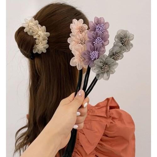 2021 new hair curler hairpin for women girls, flower ball head lazy hair tie, Korean headdress hair accessories