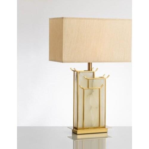 New Chinese Style Creative Table Lamp Natural Marble Lamp Hotel Hall Simple Post Modern Hotel Villa Living Room Table Lamp