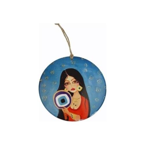 Handmade White Pulp Ceramic Decorative Authentic Evil Eye Bead Wall Ornament