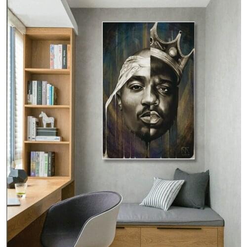 Rapper Star Canvas Posters Portrait of 2PAC Tupac and Biggie Wall Art Canvas Paintings on The Wall Art Pictures Home Decor