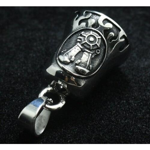 316L Stainless Steel Cool Engine Flaming Bell Pendant Newest