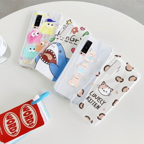 For vivo X50 case cartoon bear transparent TPU cover cute animal fall protection back cover phone case