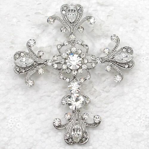 Clear Rhinestone Cross Fashion Pendant Necklaces Chain Jewelry F021 A