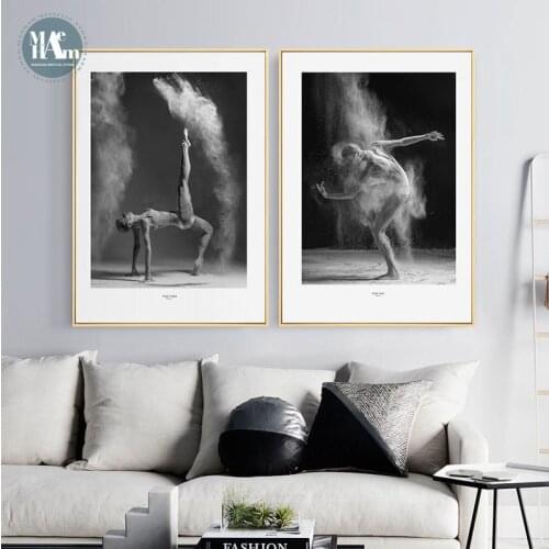Nordic Black White figures wall art Canvas Painting posters Prints Ballet dancer wall picture for Living Room Morden Home Decor
