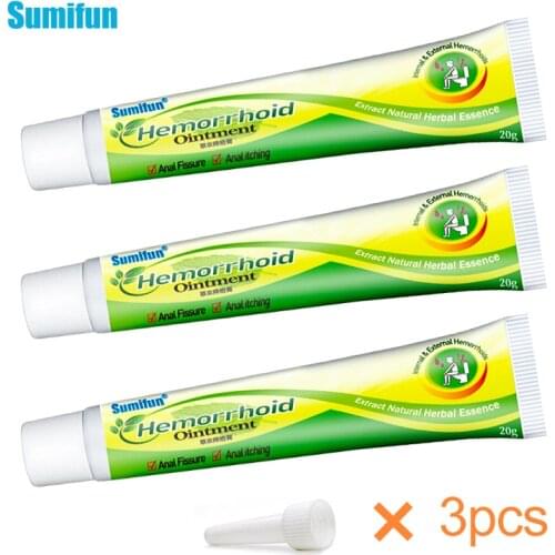 Sumifun 3Pcs Mint Hemorrhoids Ointment Internal and External Anal Fissure Cream Pain Reliving Chinese Cooling Medical Plasters