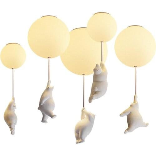 Nordic Childrens Room Boy Girl Room Cute Bear Bedroom Lamp Bar Shop Front Desk Ceiling Lights G9