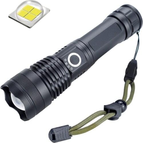 LED Flashlight with P50 Cree USB Rechargeable Torch 5 Modes Lighting Waterproof Ultra Bright for Outdoor Camping Bicycle