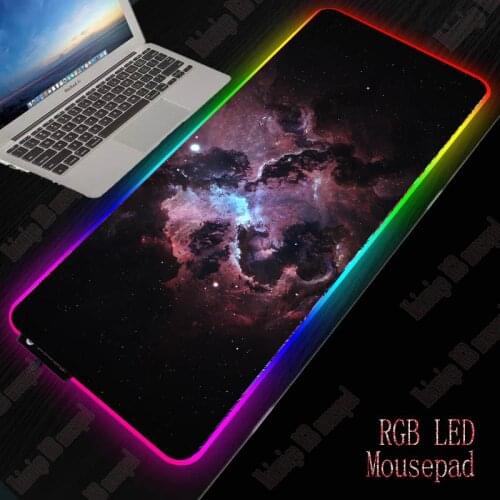 LED RGB Lighting Gaming Waterproof Mouse Pad Keyboard Mat Large Purple Nebula Mouse Pad Gamer Computer Mousepad for PC Laptop