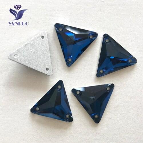 YANRUO #3270 All Sizes Montana Triangle Flat Back Rhinestone Sew On Strass Crystal Glass Stones For Craft