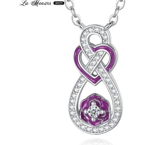 La Menars New Genuine 925 Sterling Silver Pendant Infinity Heart Necklace Link Chain Silver Jewelry Gift For Women