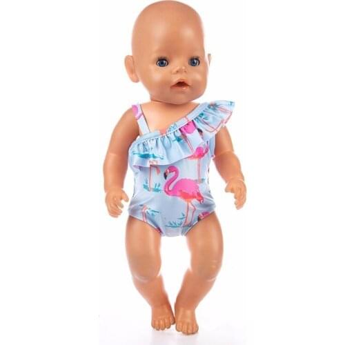 1 Pcs Doll Clothes Accessories Baby New Born 18inch 43cm Yellow purple broken flowers love swimsuit sling suit For Baby