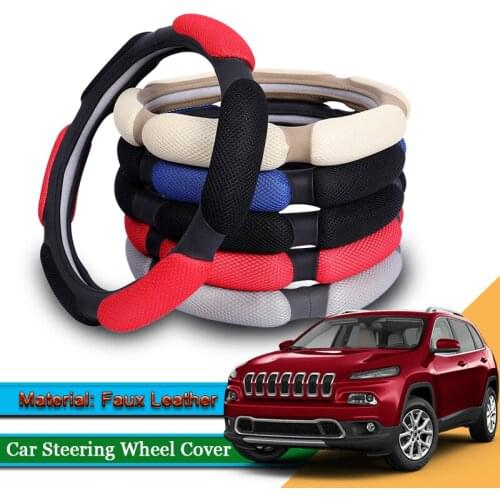 1pcs Car Styling Leather Car Steering Wheel Cover Car Steering-wheel Hubs Automobiles Accessories For Jeep Cherokee 2014-2020
