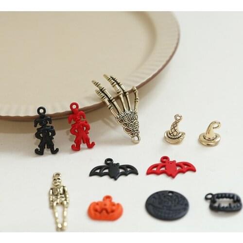 10pcs Halloween skull demon hand bat pumpkin clown Earrings Girls Cartoon Cute Horror Zombies pendant diy jewelry accessories