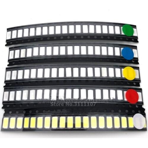 100PCS/LOT Super Bright 3528 1210 SMD LED Red/Green/Blue/Yellow/White 20pcs Each LED Diode 3.5*2.8*1.9mm 3528 R/G/B/W/Y 5 Values