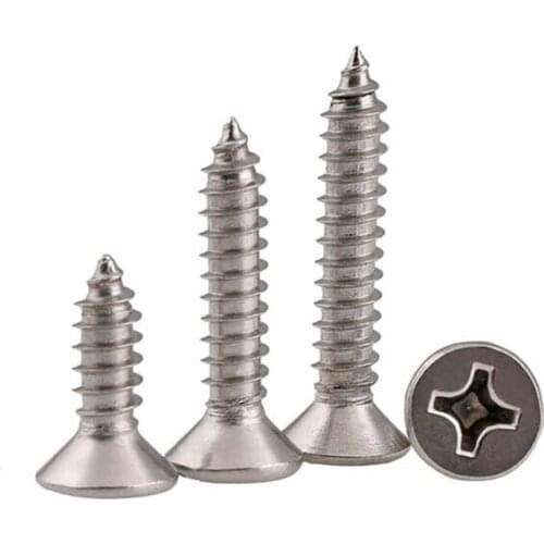 100PCS M1 M1.2 M1.4 M1.7 M2 M2.2 M2.6 Countersunk Head Screw Philips Self Tapping A2 304 Stainless Steel