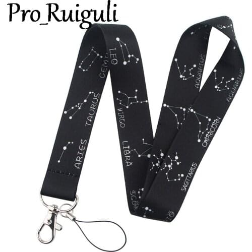 30pcs Romantic Starry Sky Constellation Lanyard Keys Phone Holder Funny Neck Strap With Keyring ID Card DIY webbings ribbons