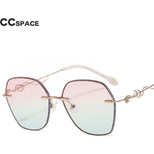 46574 Luxury Rimless Sunglasses Diamond Women Fashion Shades UV400 Vintage Glasses