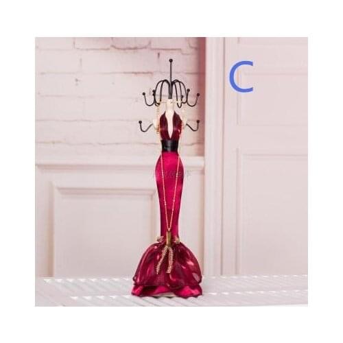5style Red wine Sequins Gown Female foot mannequin Earring Necklace Stand Display Holder Ring storage jewelry rack 1pc C551