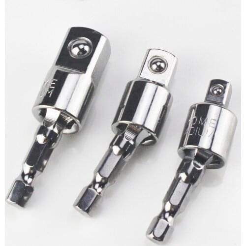 1p Electric Drill Socket Adapter for Impact Driver with Hex Shank to Square Socket Drill Bits Rotatable Extension 1/4" 3/8" 1/2"