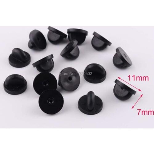 50pcs/lot 11*7mm black color Rubber Pin Back Pin Backers Label Pins for jewelry Accessories