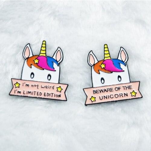 Cartoon Unicorn Enamel Lapel Pin I'm Not Werid But Limited Edition Brooch Badge Brooch Animal Jewelry Gift for Kids Friends