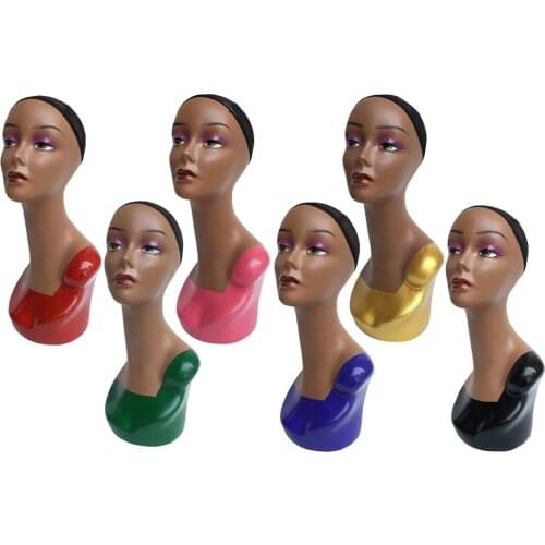20-inch Female Mannequin Head with Full Makeup Manikin Head Model for Hat Wig Jewelry Glasses Display Stand 6 Color