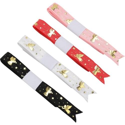 HSDRIBBON Foe 5/8 inch Valentines Day foil printed on fold over elastic 100Yards/Roll