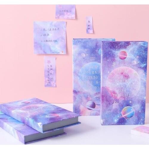 Space Cherry blossoms Sticky Notes Galaxy Planet Notebook Little Book Sticker Set with Box Tearable Note Students Prize Gift