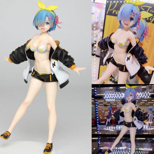 Anime Re:Life In A Different World From Zero Rem Ram Swimsuit kimono Girl Action Figure Toy Collection Model Toys Gift Doll