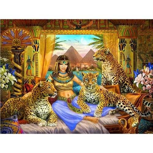 Leopard Egyptian beauty 5d diamond embroidery square round diamond painting queen cross stitch mosaic diamond picture art