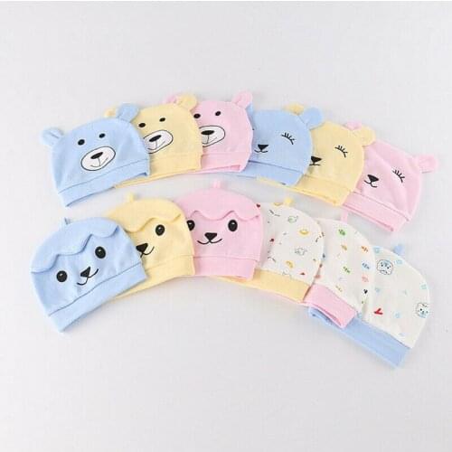 Cute Cartoon Bear Hat Kids Baby Boy Girl Infants Cotton Soft Warm Santa Hat Beanie Cap 3D Bears Ears Soft Hat
