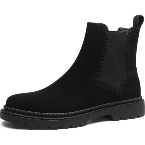 Fashion Black / Gray/ Brown/ Blue Mens Casual Shoes Nubuck Leather Chelsea Boots Male Ankle Boots