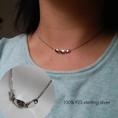 Fashion geometric beans S925 sterling silver pendant necklace for women Simple Clavicle chain for Valentines day