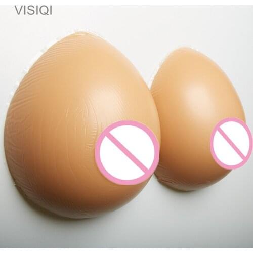 VISIQI New 1 Pair 42E/46D/48C Cup 2000g brown Silicone False Breast Boobs Forms Transvestites Enhancer Insert fake breast forms
