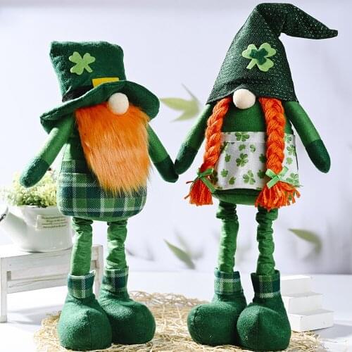 2022 New Fashion Christmas Irish Festival Green Doll Tulip Rudolph Doll Decoration For Home Gifts Ornaments Party Supplies