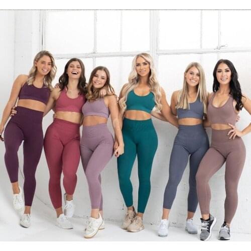 Cross-border yoga clothes seamless suit with high elasticity, high waist, hips, fitness running bra and tight trousers