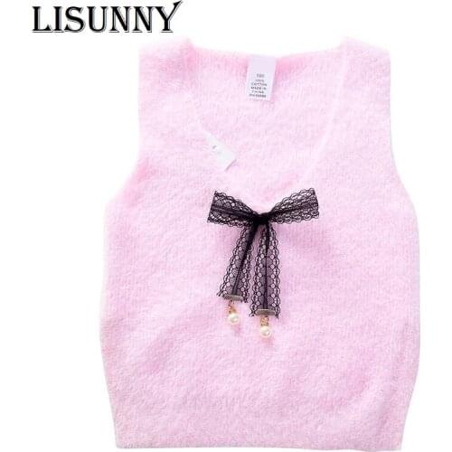 2020 Autumn Girls Sweater Vest Baby Princess Pullover mink velvet knit Vest Spring Kids Knitted Outerwear Clothes Children Coat