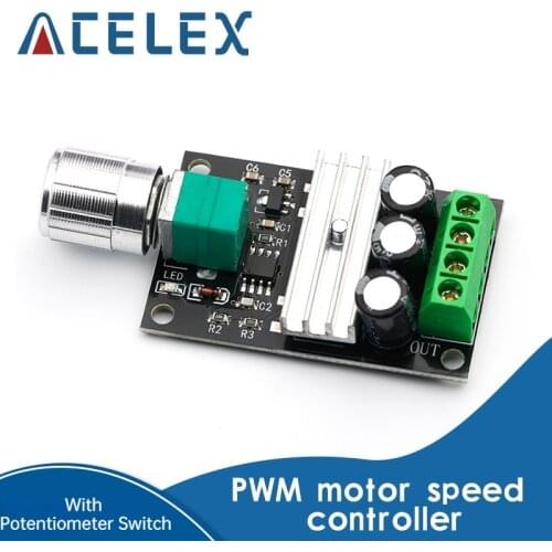 DC 6V 12V 24V 28VDC 3A 80W PWM Motor Speed Controller Regulator Adjustable Variable Speed Control With Potentiometer Switch