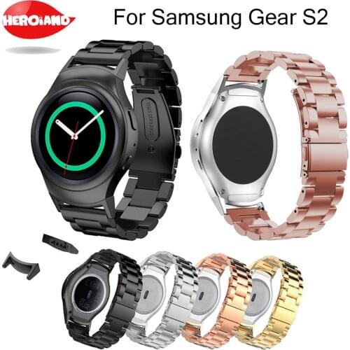 Watch Band with connector adapter, Stainless Steel Metal Replacement Smart Watch Band Bracelet for Samsung S2 SM-R720 / R730