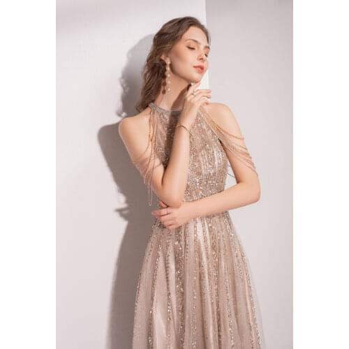 Pink O-Neck Luxury Gowns Fashion Ladies Partydress With Diamond Evening Dresses For Women Wedding Party Graduation Formal