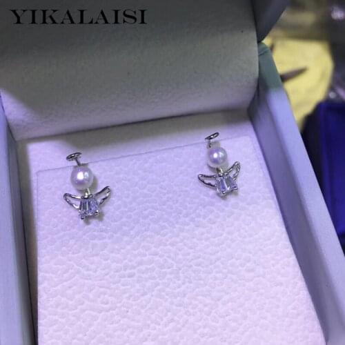 YIKALAISI 925 Sterling Silver Jewelry Pearl Earrings 2020 Fine Natural Pearl jewelry 4-5mm stud Earrings For Women wholesale