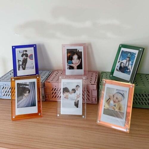 Three-inch photo frame acrylic pendulum transparent laser 3 inch photo small card display frame strong magnet