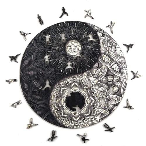 Unique Wooden Puzzles for Adult Gifts Jigsaw Puzzles Tai Chi Kung Fu Puzzles for Kids Wood DIY Crafts Wooden Jigsaw Children