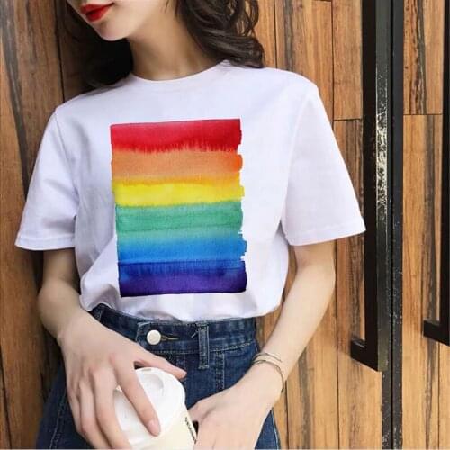 Women t shirt 2021 Fashion Love is Love Print Ladies T-shirt Femme Color graphics tshirt Streetwear Short Sleeve Female Oversize