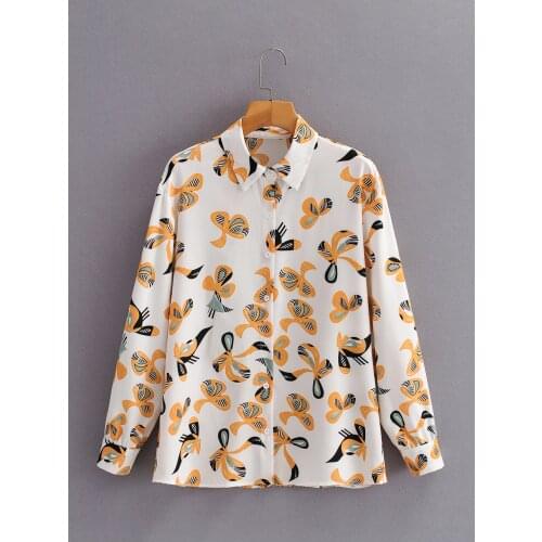 Summer Women T-Shirts Long Sleeve Print Floral Color Loose Style 2021 New Hot Chiffon Autumn Chic Casual Female Blouse C2785